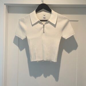 Women's White Polo Crop Top